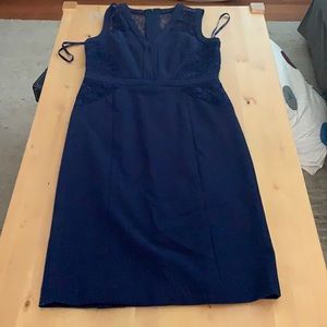 anne klein v neck lace midi dress